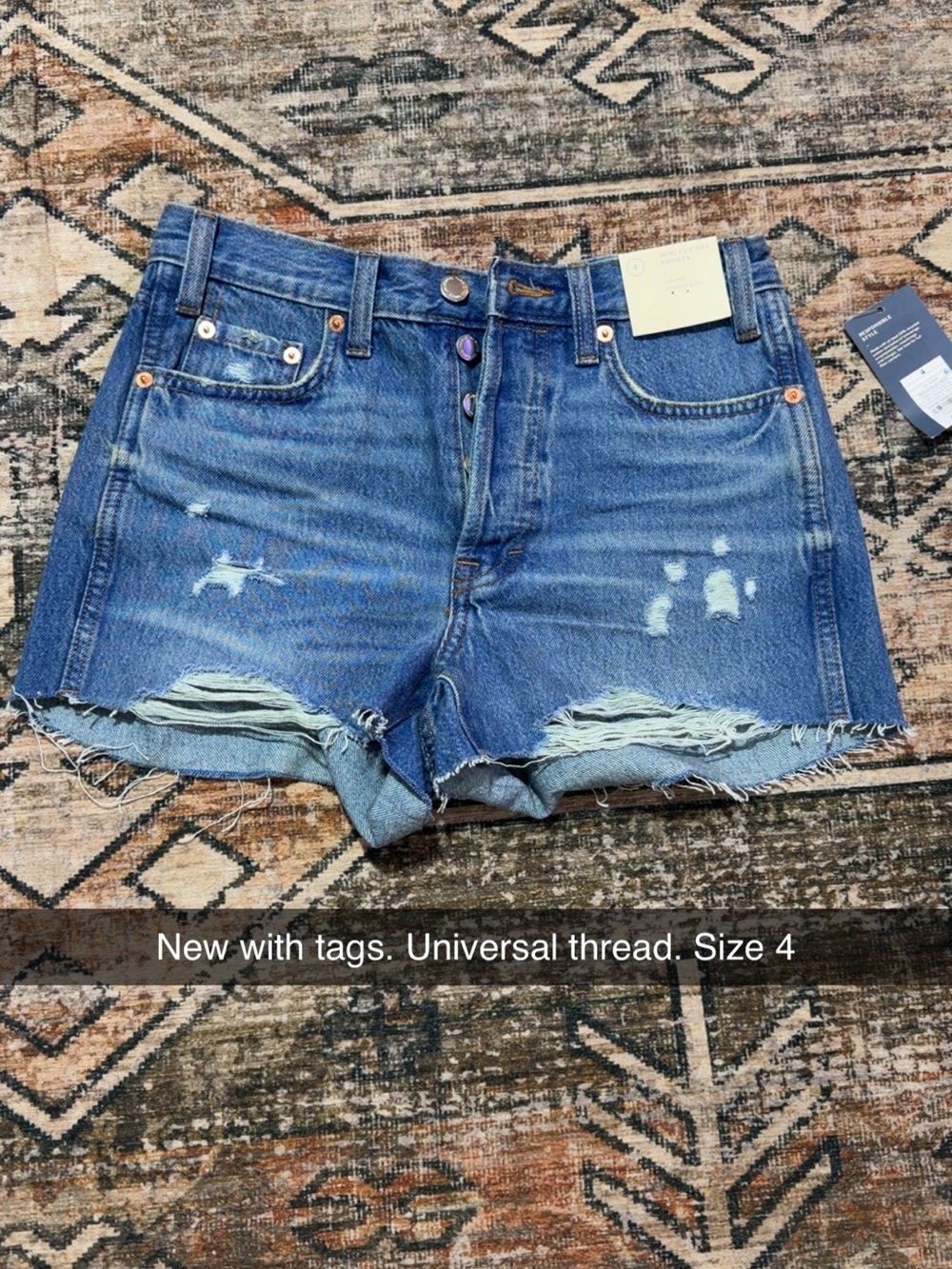 Universal Thread Blue Distressed High-Rise Jean Shorts